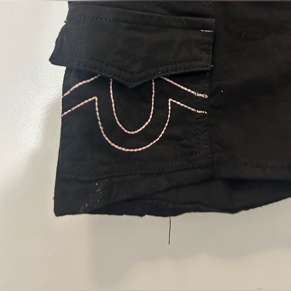 True Religion Black kid shorts size 10, with Pink Accents